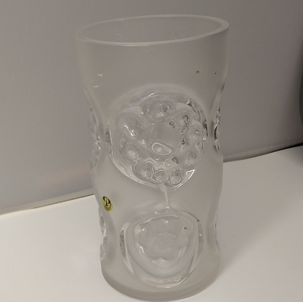 1960s 1970 Vintage 8" Cylinder PEILL UND PUTZLER Frosted Glass Vase West Germany
